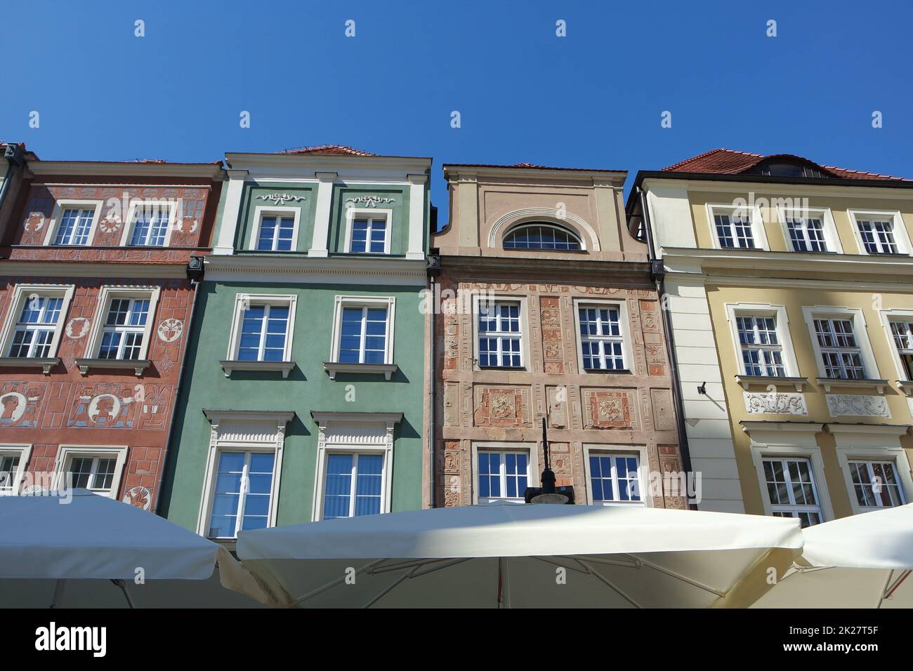 Historical facades on the market square in Poznan, Poland Stock Photo