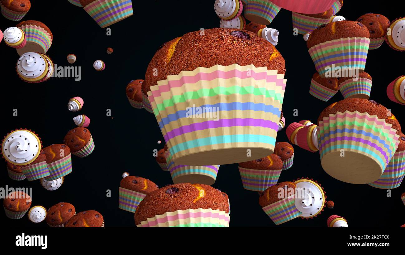 Falling holiday cupcakes Stock Photo Alamy