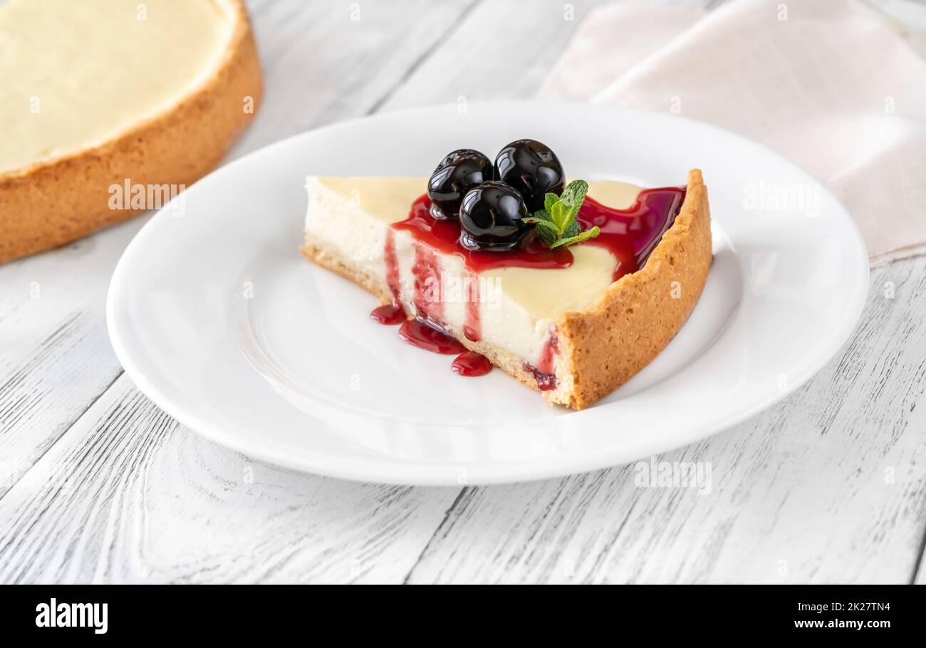 Traditional cheesecake wedge Stock Photo