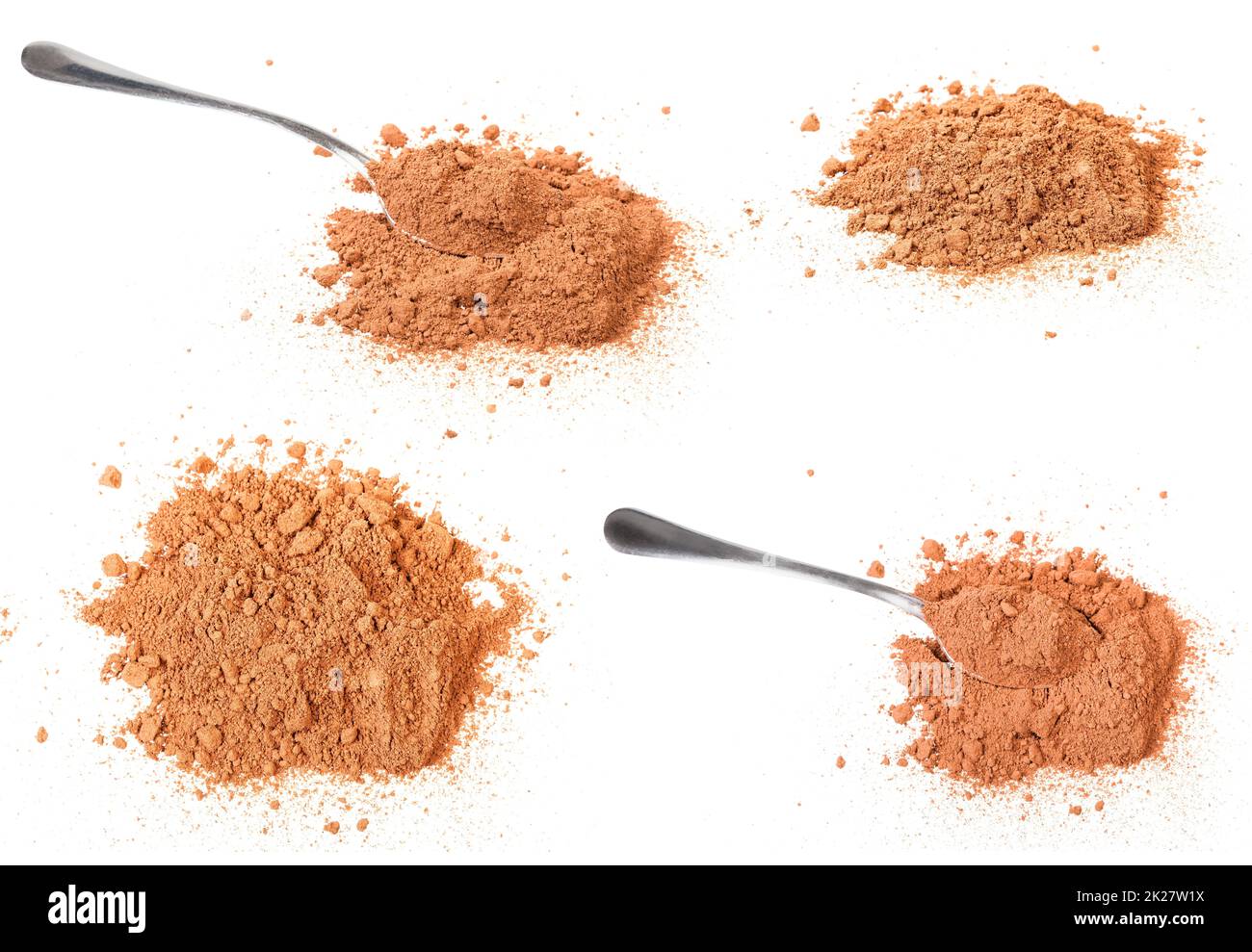 set of various cocoa powders isolated on white Stock Photo Alamy