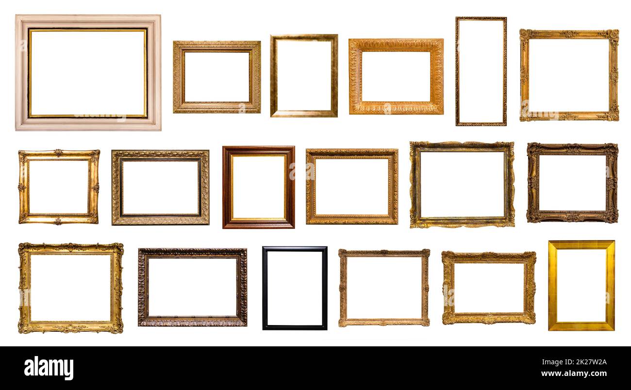set of various picture frame with cut out canvas Stock Photo - Alamy