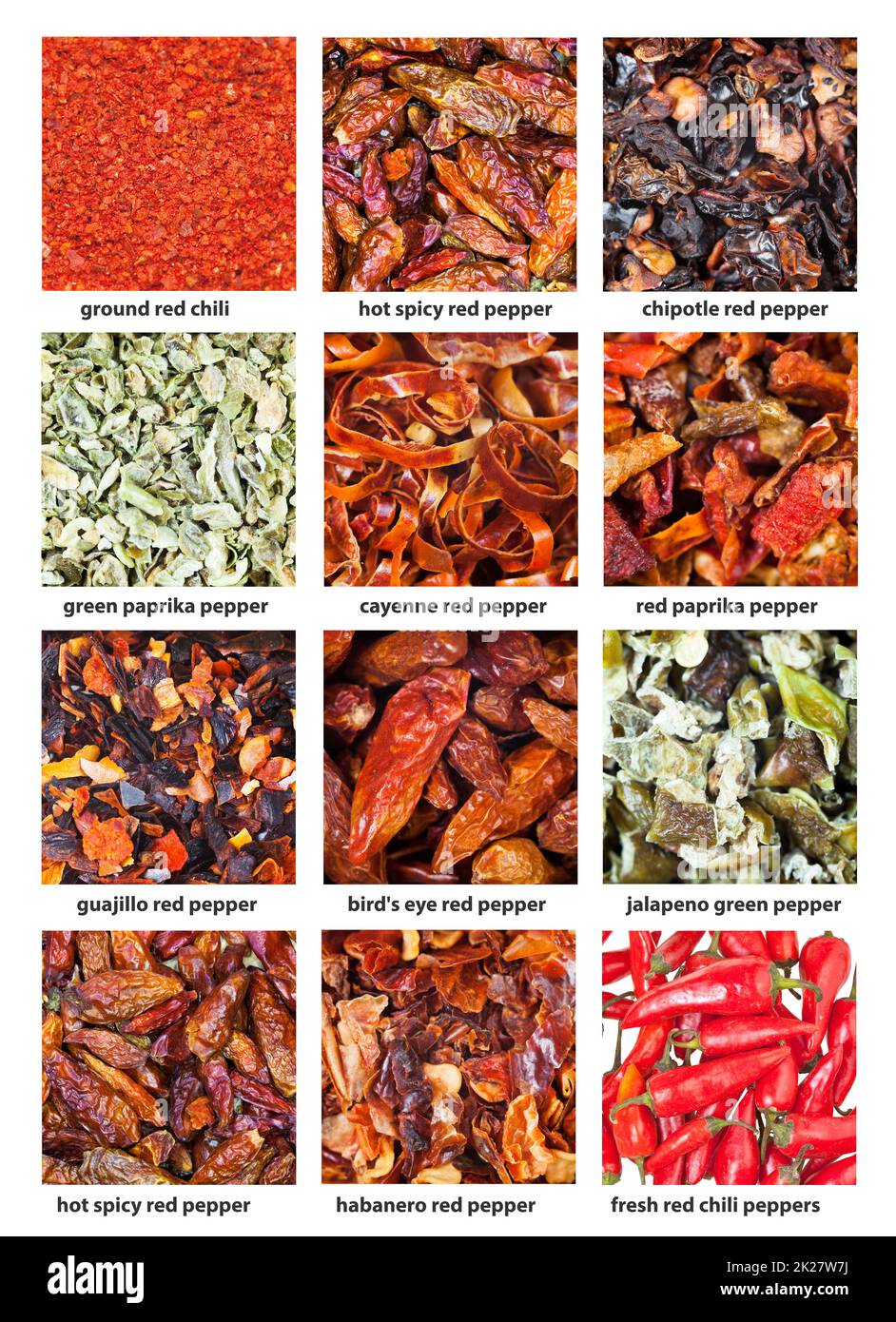background various chili peppers with names Stock Photo Alamy