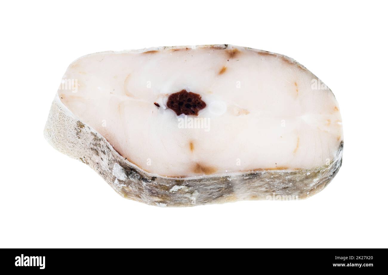 frozen steak of cod fish isolated on white Stock Photo - Alamy