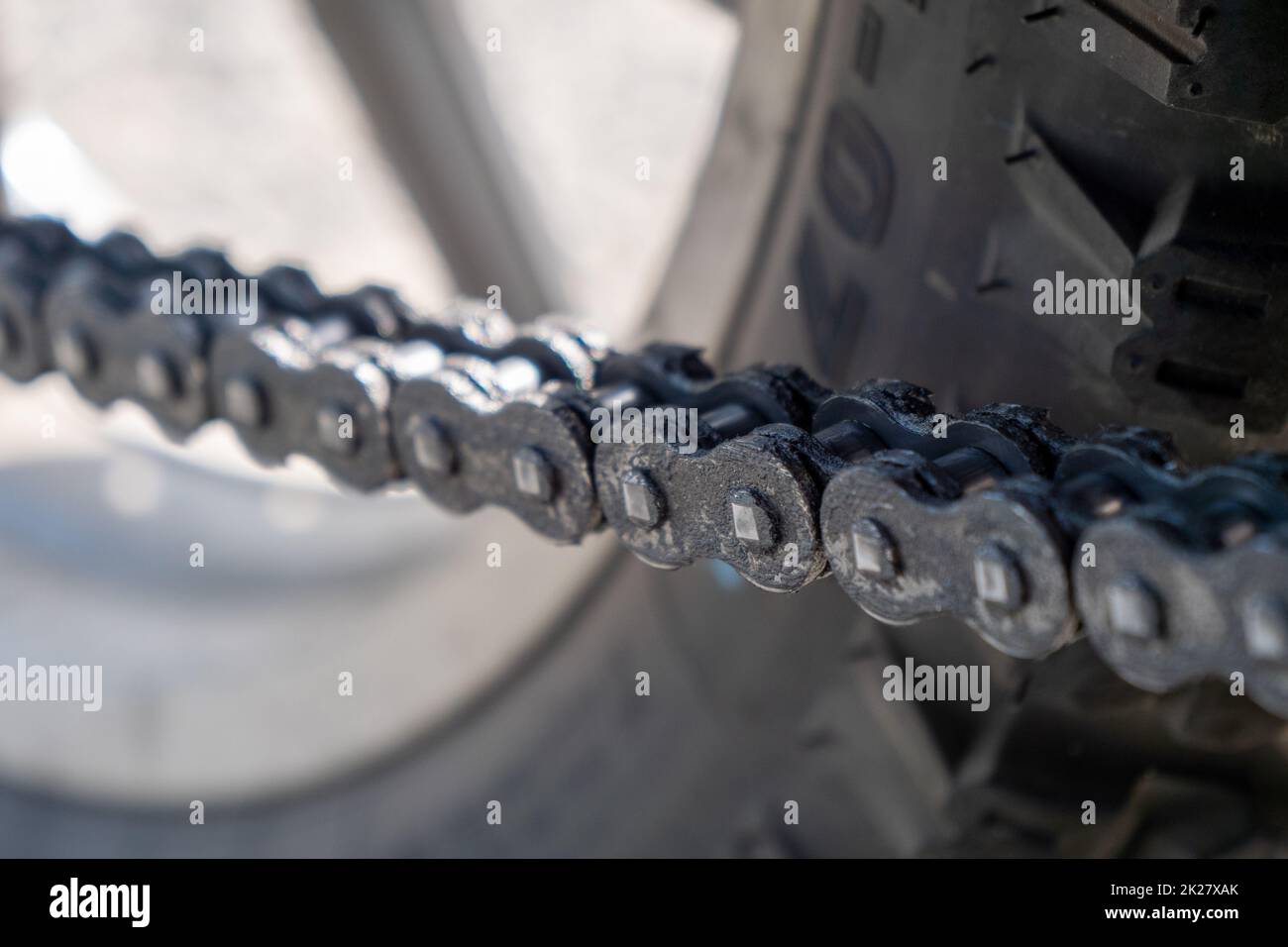 Close-up of motorcycle chain Stock Photo