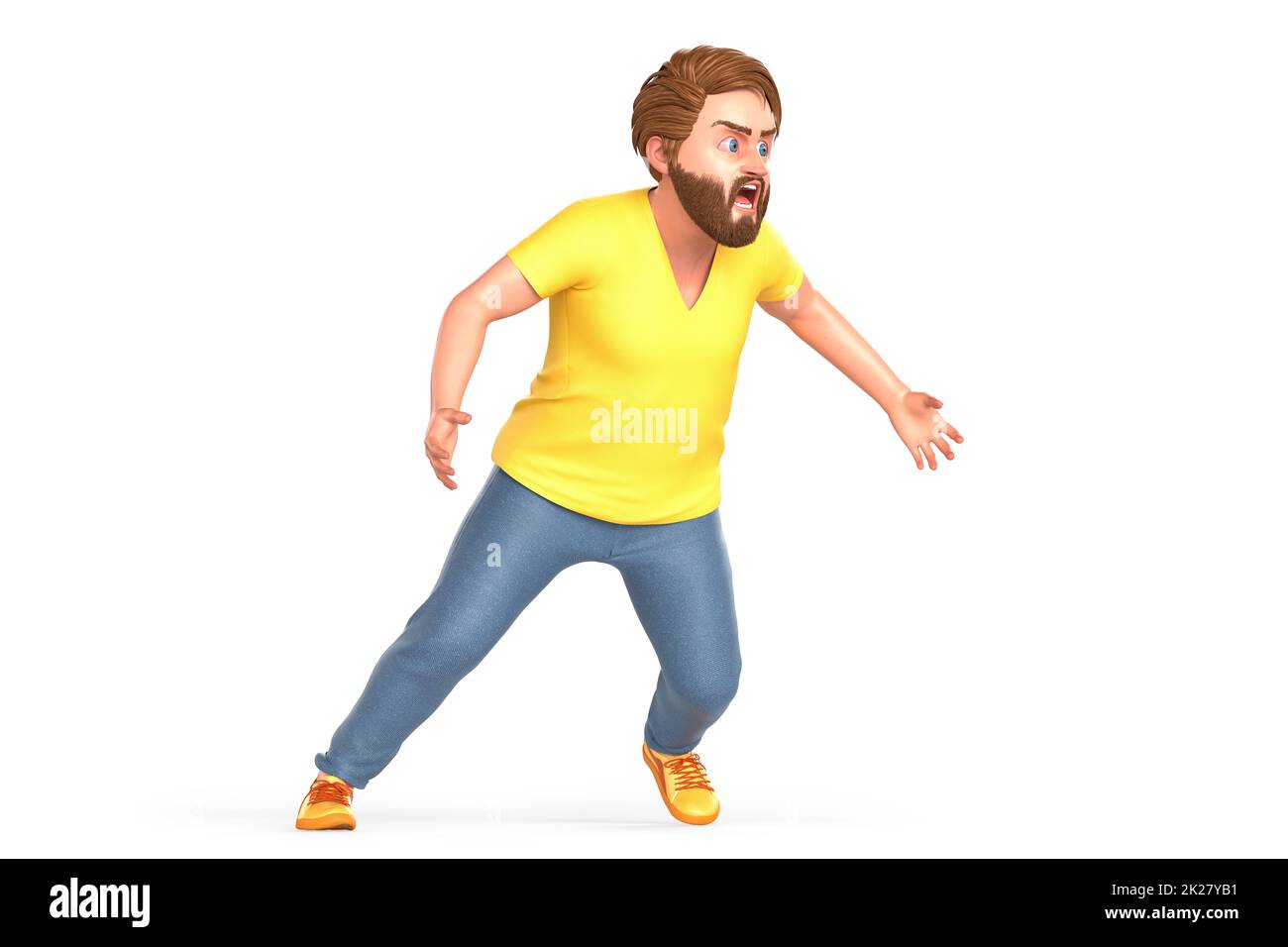 Casual clothing aggressive man. Isolated. 3D Rendering Stock Photo