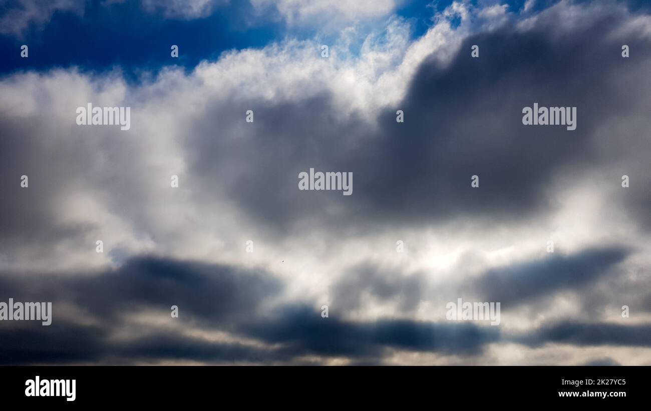 Background of dark clouds before a thunderstorm. Stock Photo
