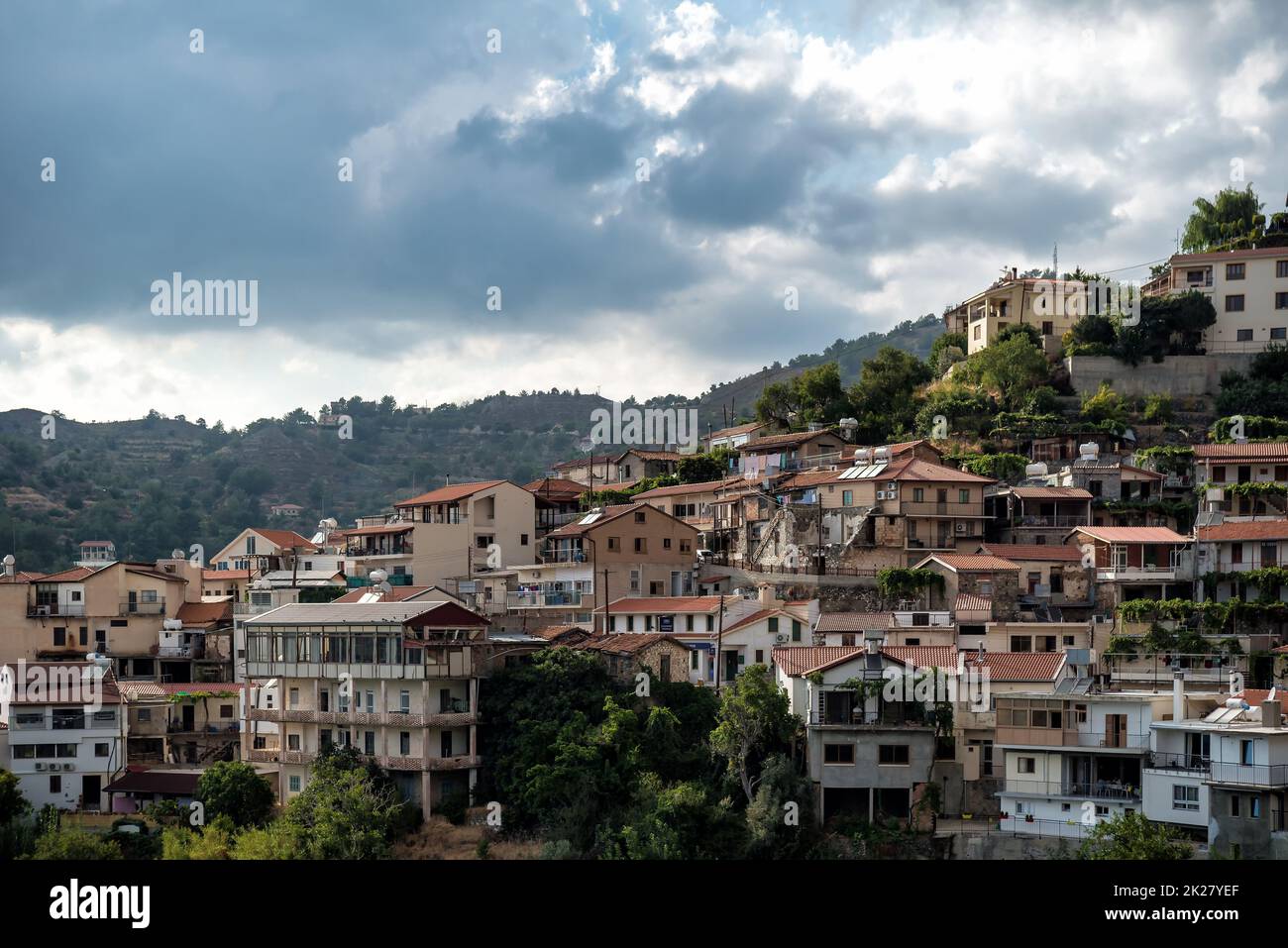 View of Agros village. Limassol District Cyprus Stock Photo