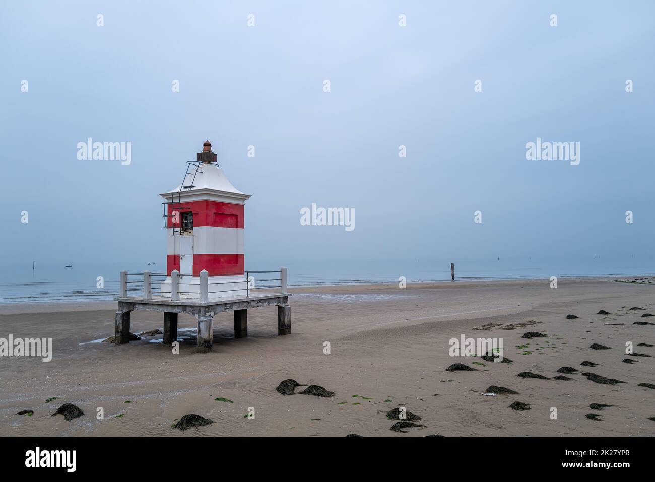 Small Wooden Lighthouse Stock Photo Alamy
