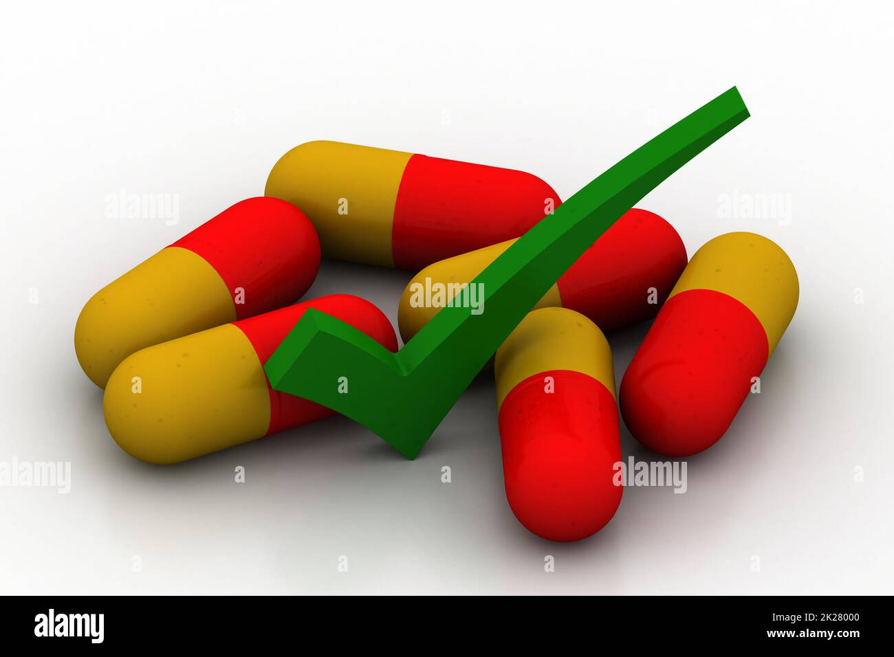 3d pill with check mark Stock Photo Alamy