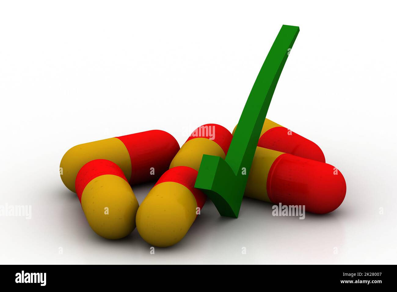 3d pill with check mark Stock Photo Alamy