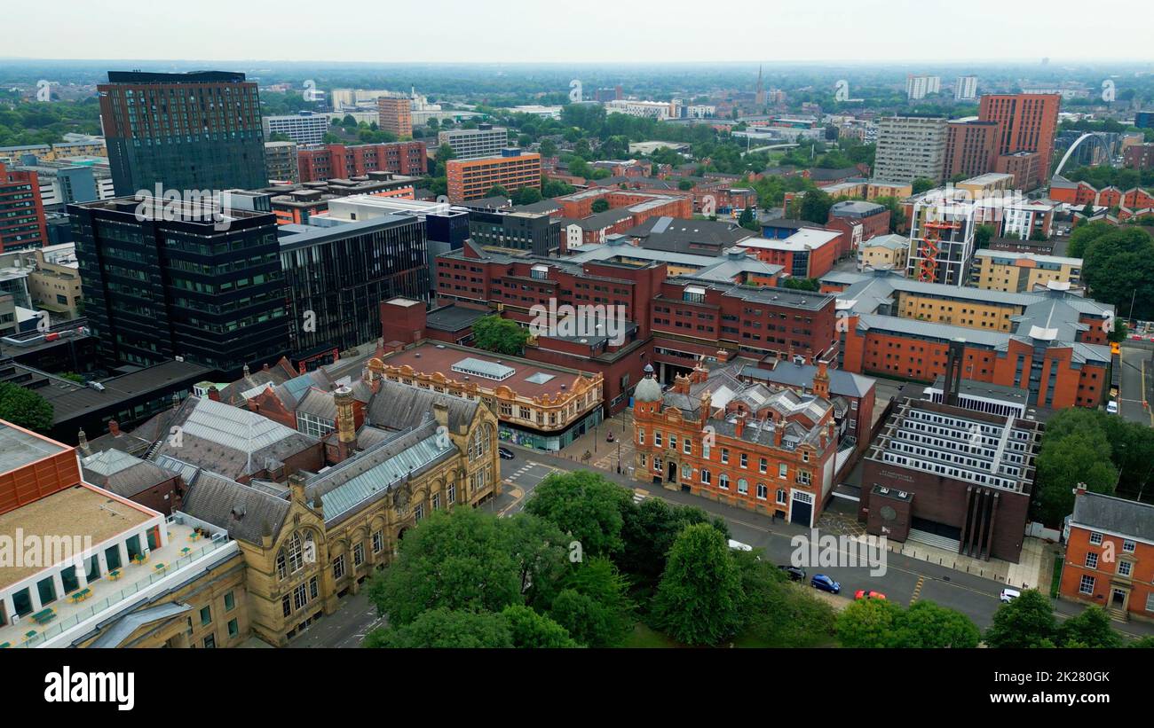 The campus of the University of Manchester - aerial view - MANCHESTER, UK - AUGUST 15, 2022 Stock Photo