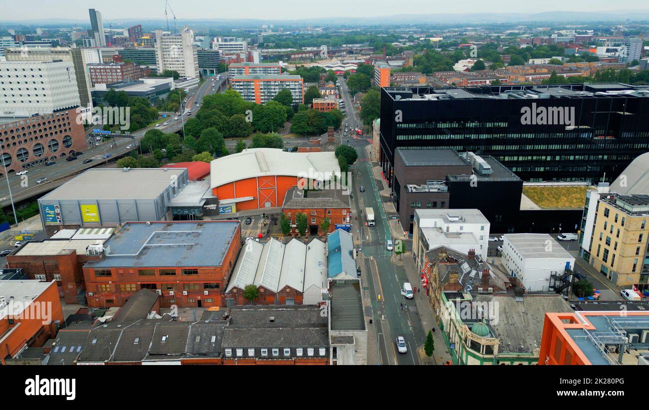 The campus of Manchester University from above - MANCHESTER, UK - AUGUST 15, 2022 Stock Photo
