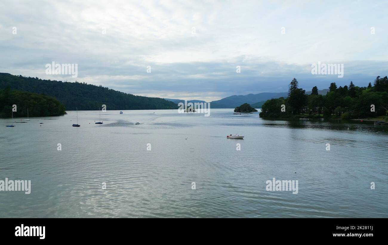 Windermere in the Lake District National Park aerial view