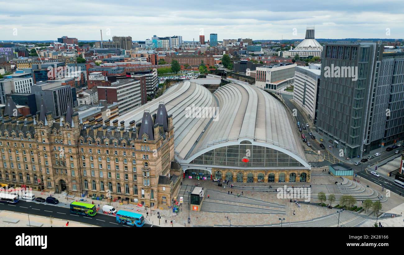 Liverpool Lime Street Station - the main train station from above - LIVERPOOL, UK - AUGUST 16, 2022 Stock Photo