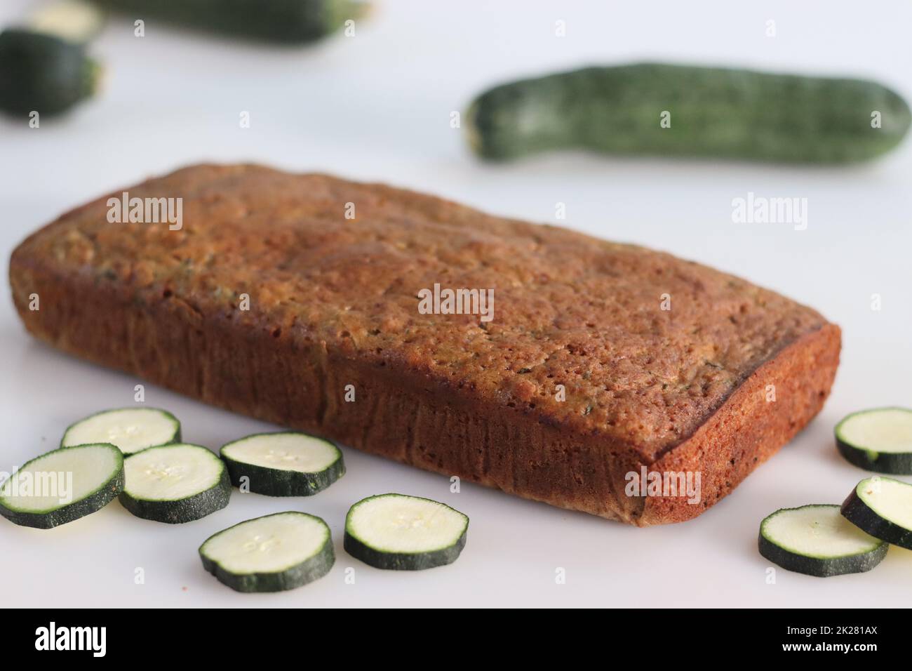 Whole wheat zucchini bread loaf. Moist and dense bread made of whole