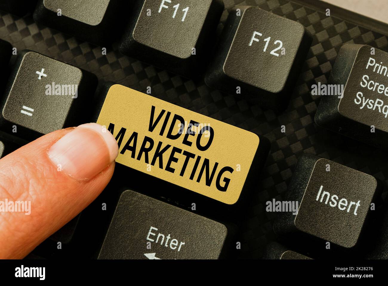 Text caption presenting Video Marketing. Business approach using videos to promote and market your product or service Browsing Online Transaction History, Creating Organized File System Stock Photo