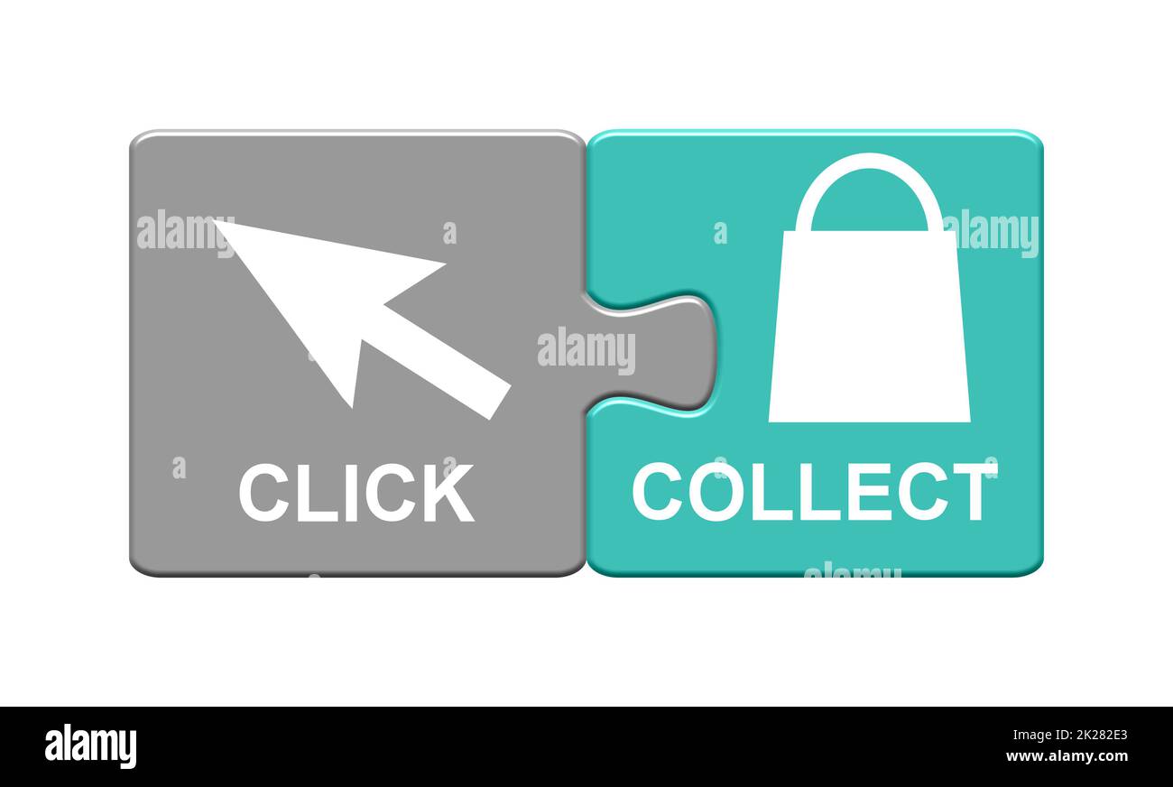 Click and Collect - Order online and pickup in store Stock Photo