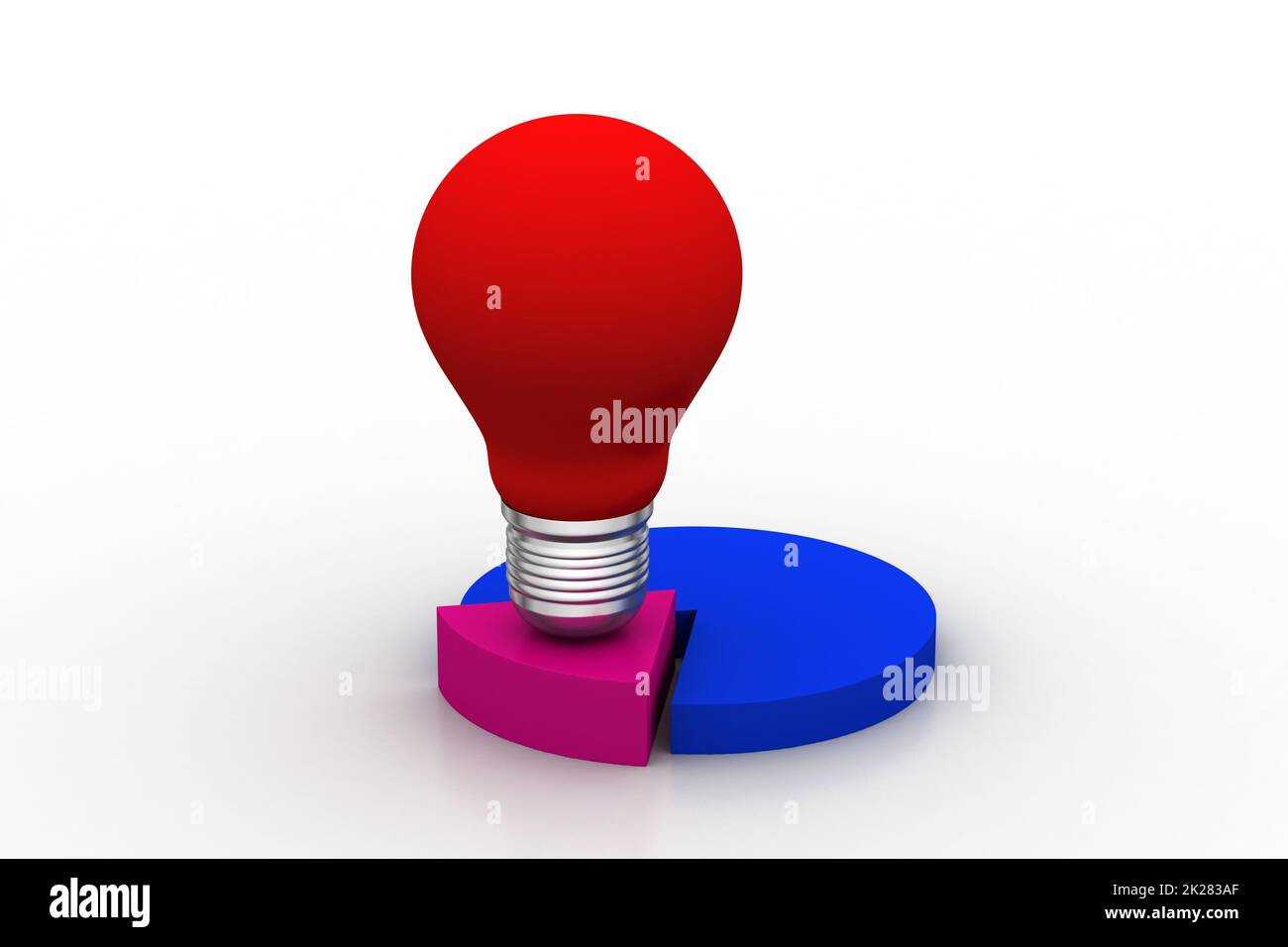 Red light bulb with pie chart Stock Photo Alamy