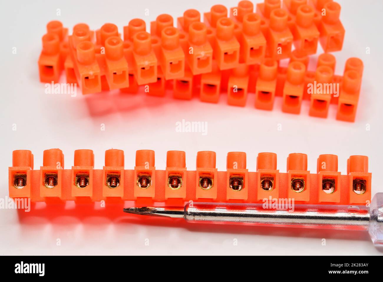 terminal blocks with screw driver Stock Photo Alamy