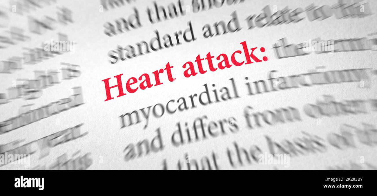 Definition of the word Heart attack in a dictionary Stock Photo
