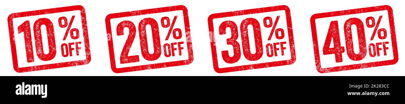 Red stamp - 10 to 40 percent off Stock Photo