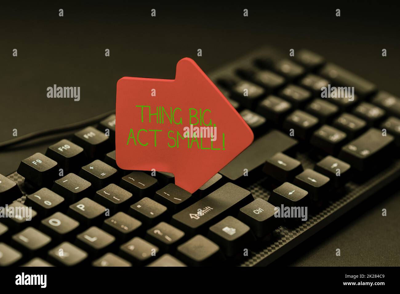 Text caption presenting Thing Big, Act Small. Conceptual photo Starts