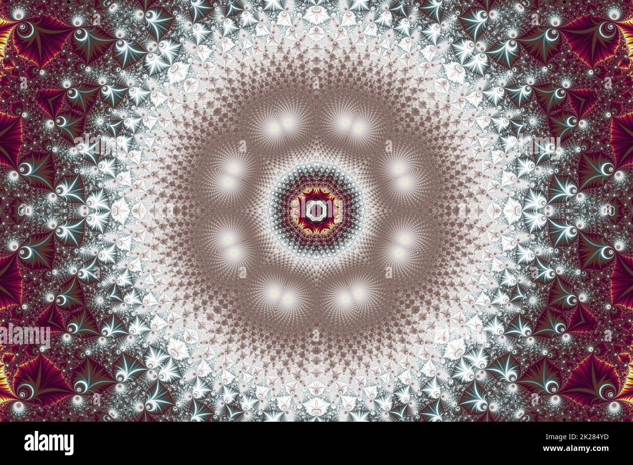 Floral patterns found in the infinite mathematical mandelbrot set fractal Stock Photo