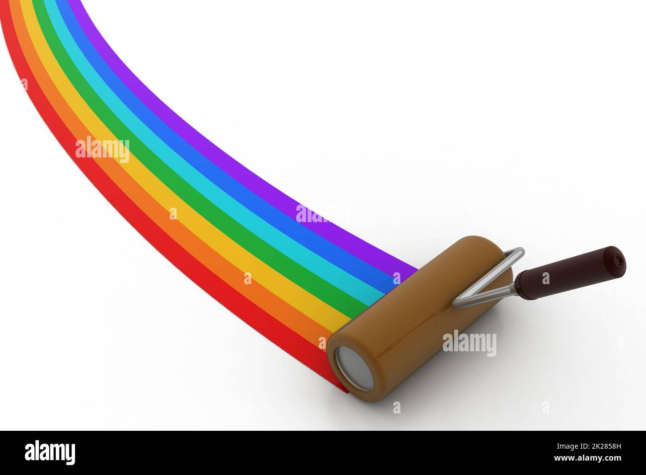 Rainbow color painting by roller brush Stock Photo