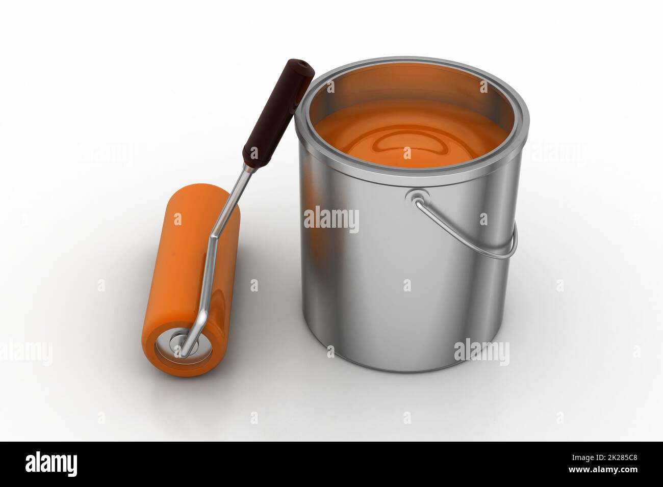 Roller brush with bucket Stock Photo
