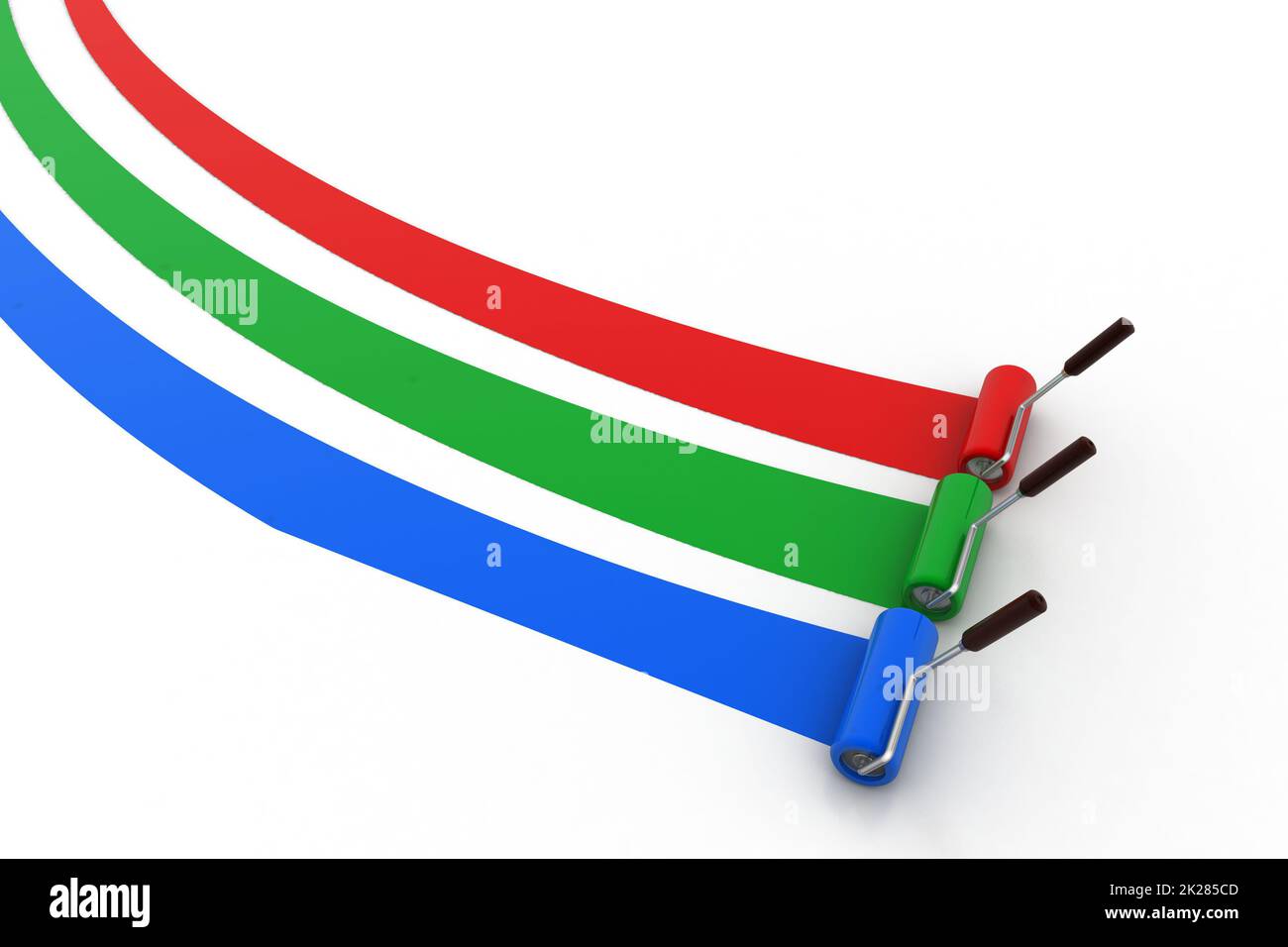 Roller brush with rgb color Stock Photo