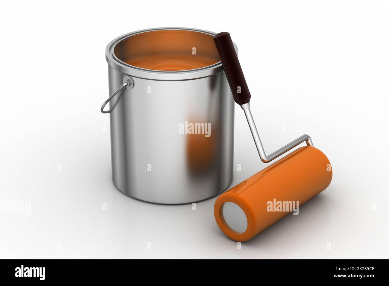 Roller brush with bucket Stock Photo