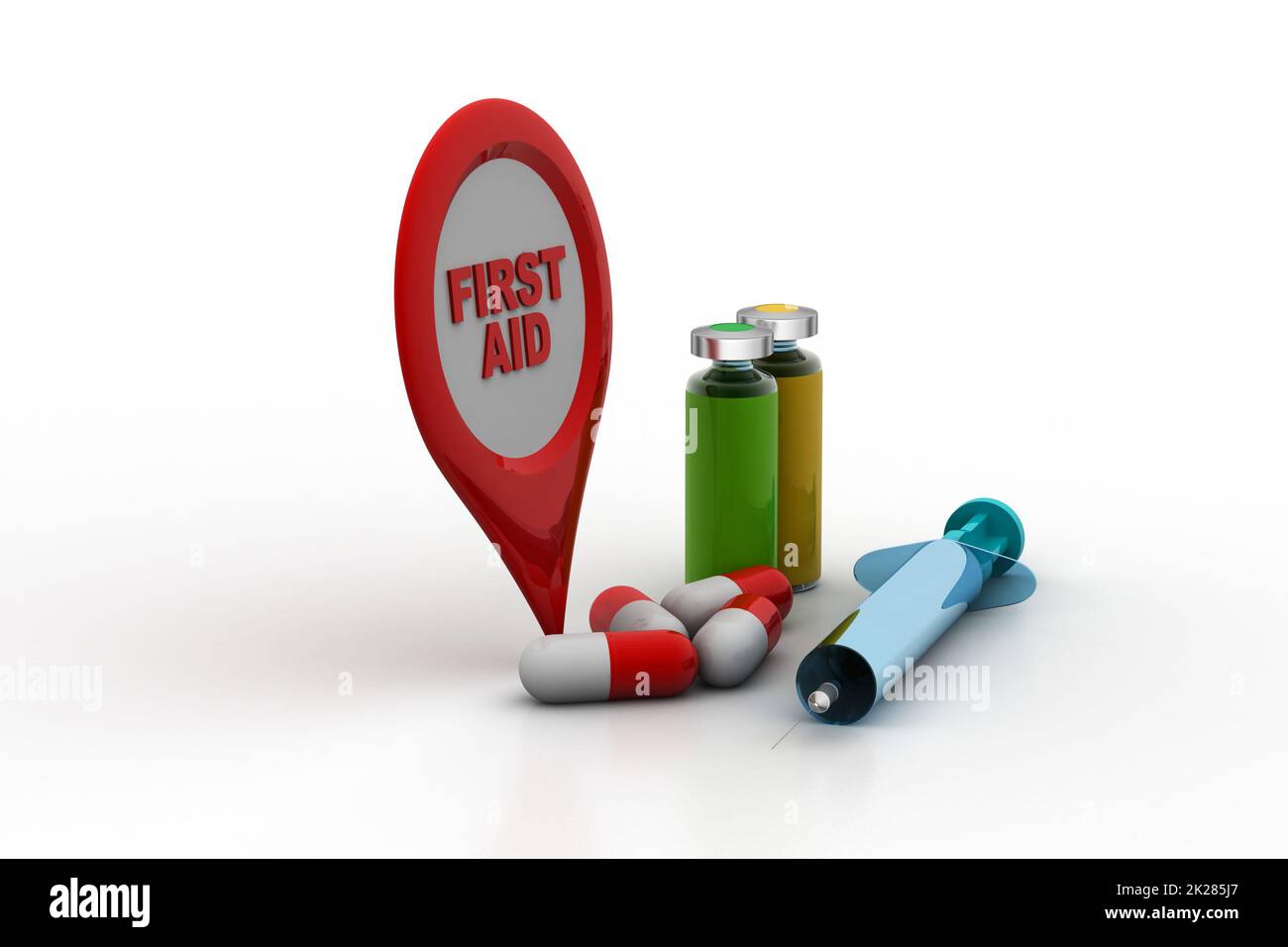 Medicines with map locator Stock Photo