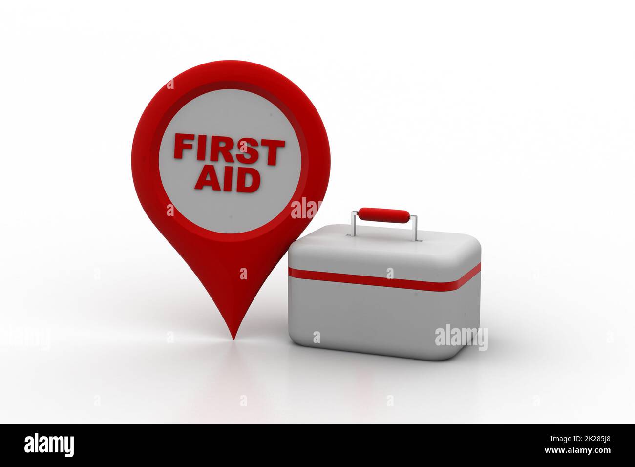 First aid kit with map locator Stock Photo