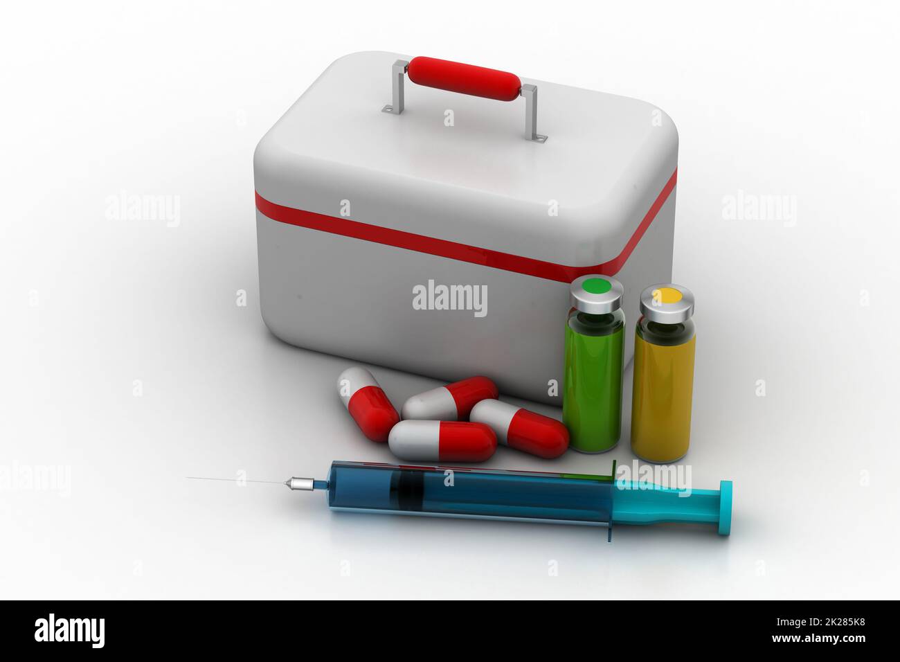 First aid kit with medicines Stock Photo Alamy