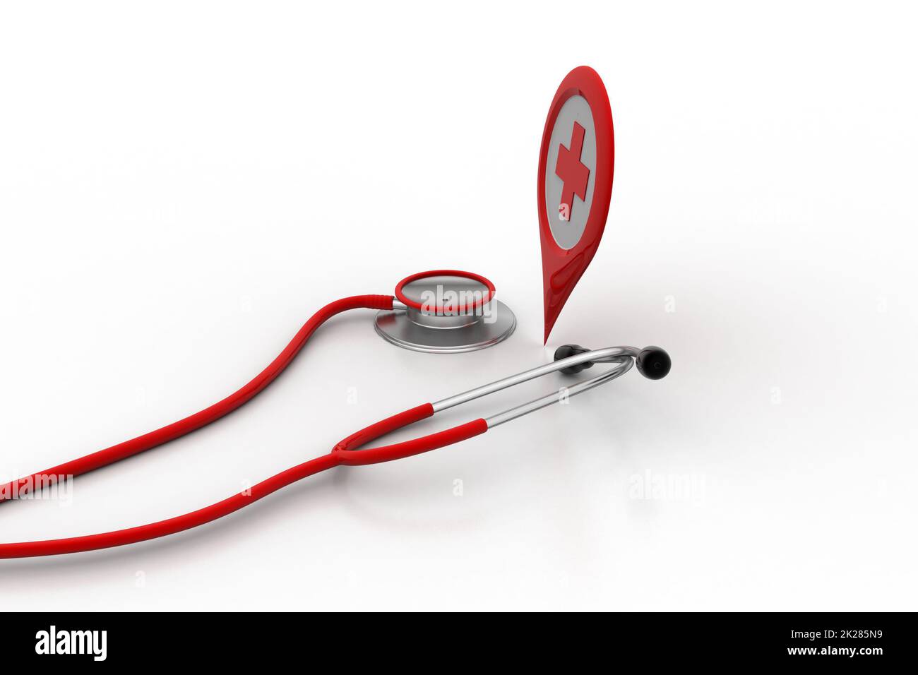 Stethoscope with map locator Stock Photo