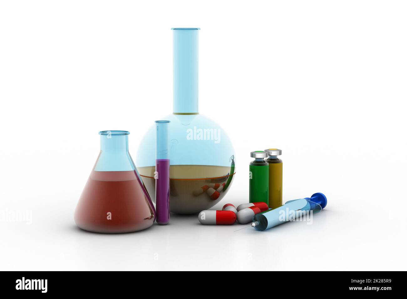 laboratory flasks and test tube with medicines Stock Photo Alamy