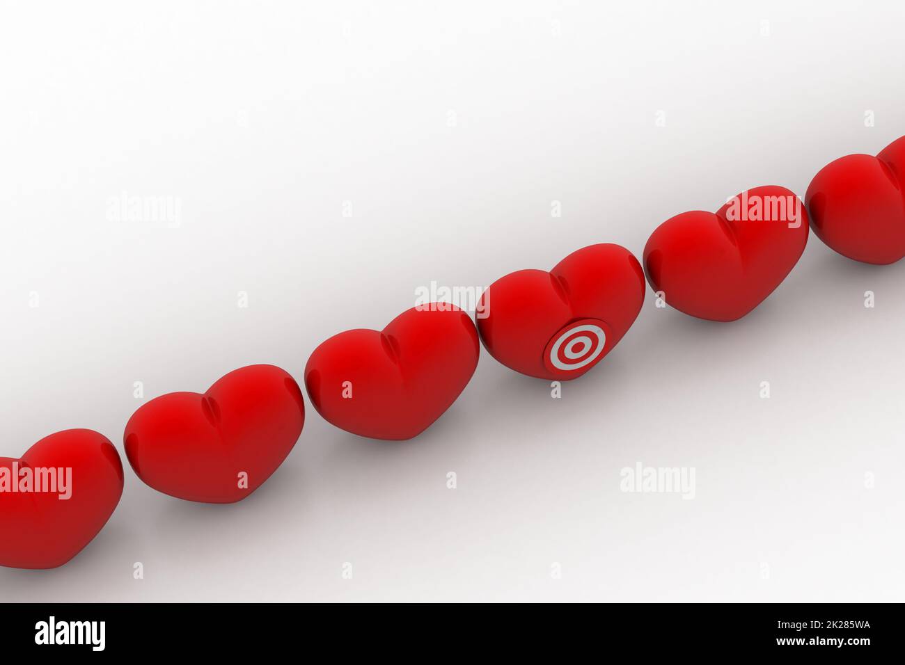 Red Hearts  with target icon Stock Photo