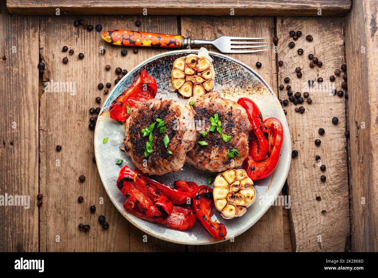 Beef steak in bacon with minced meat. Stock Photo