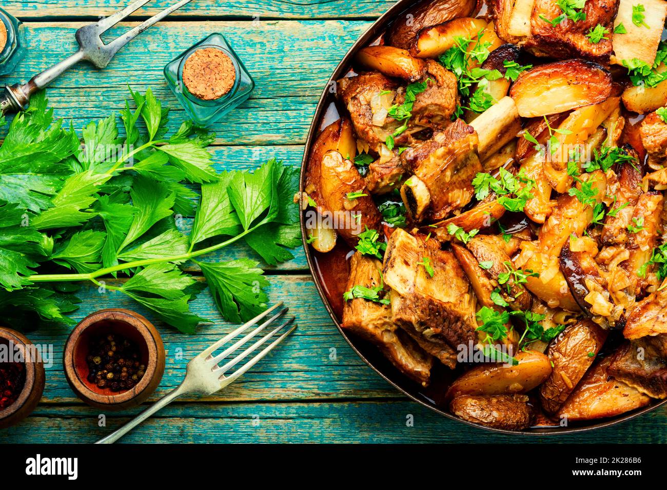 Beef stew with potatoes. Stock Photo