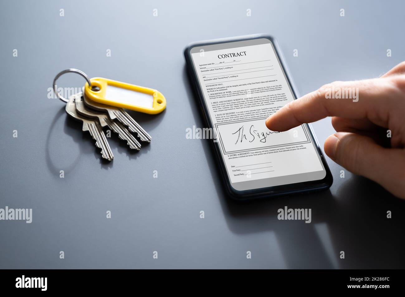 Signing apartment rental contract paper stock photo alamy
