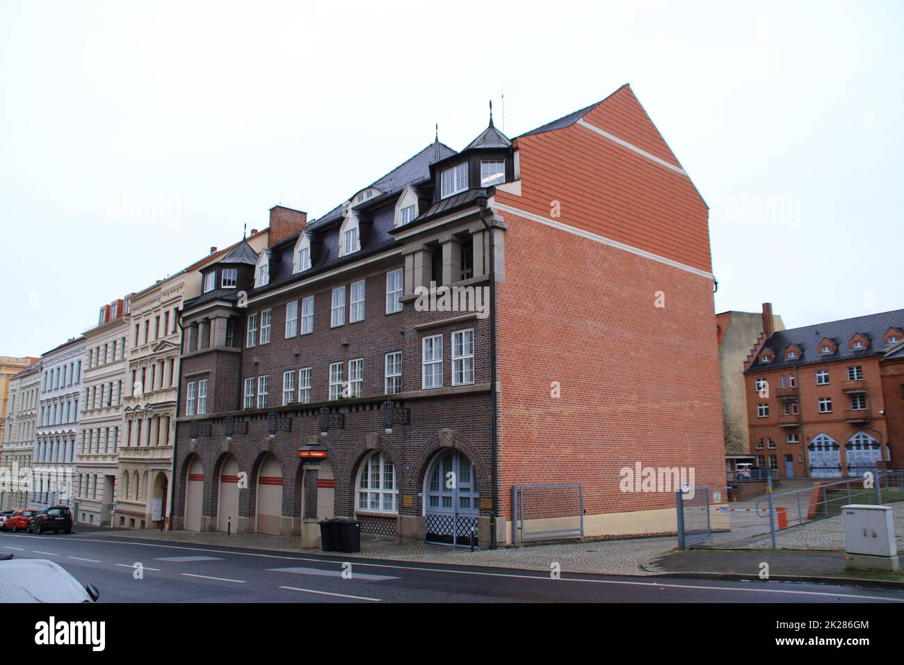 Building of the fire brigade in the town of GÃ¶rlitz in Saxony Stock Photo