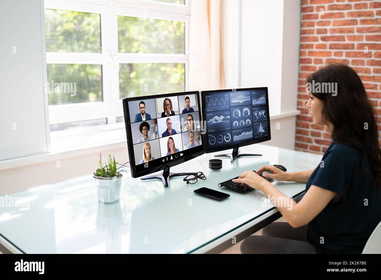 Watching Video Conference Business Webinar On Computer Stock Photo - Alamy