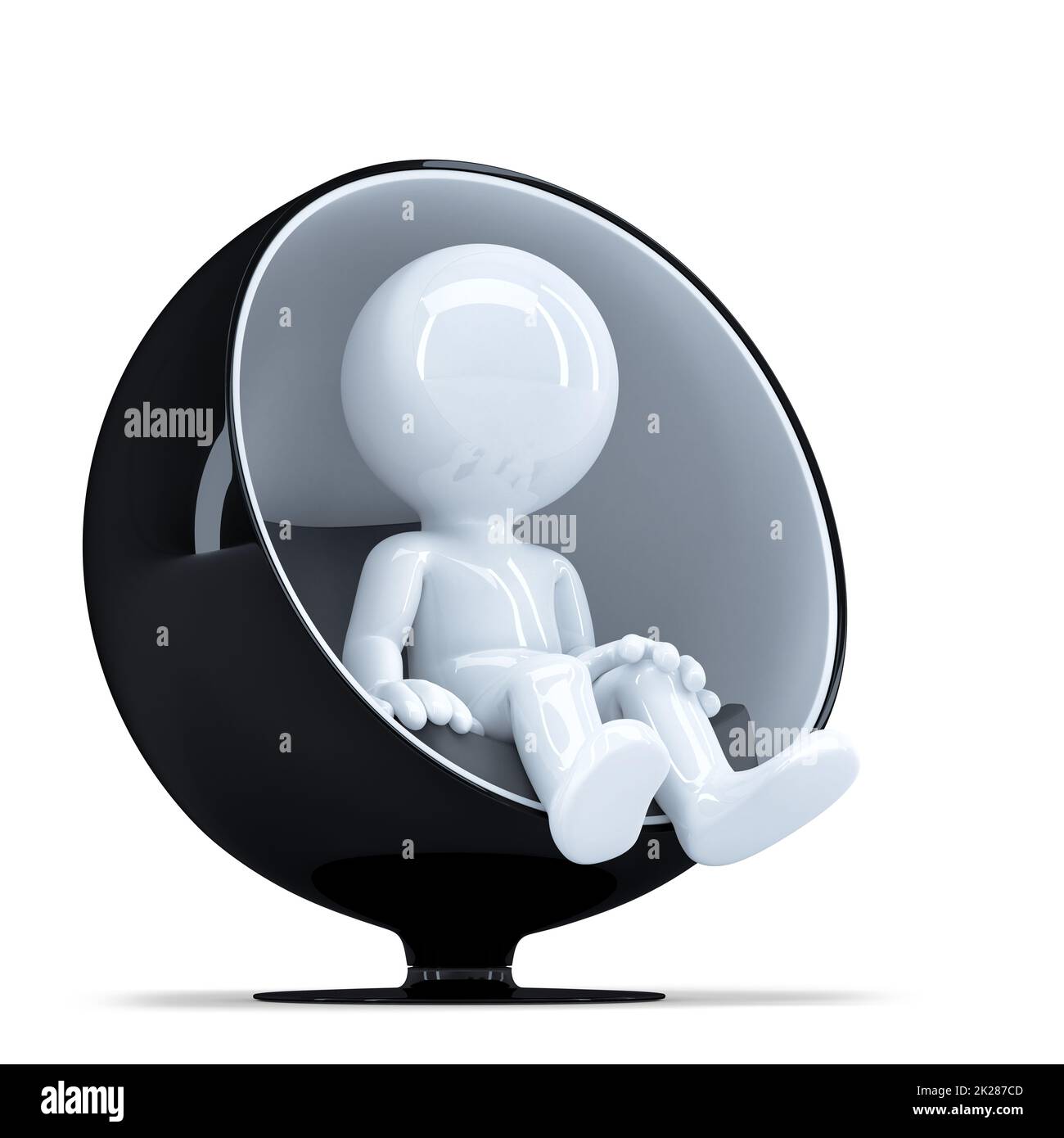 3d Man sitting on the stylish round chair Stock Photo