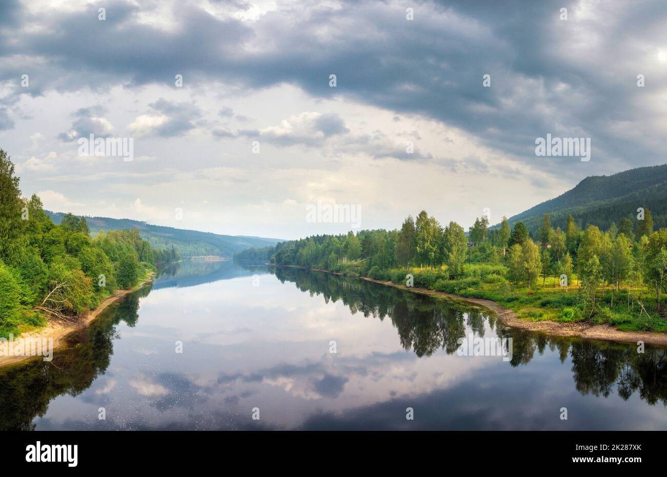 View over the Klaralven river near Ransby Stock Photo