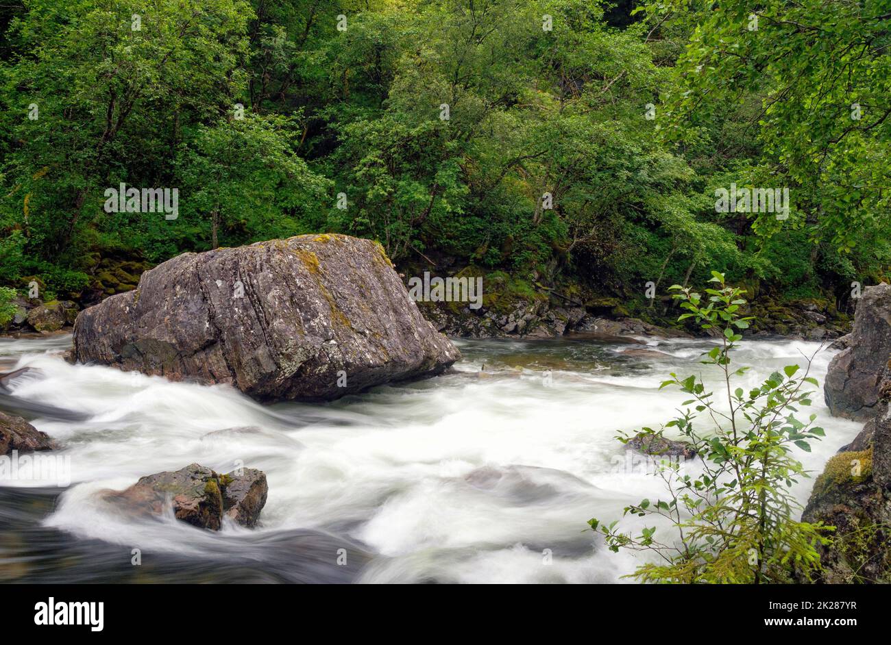 Rapids in the Stalheimselvi river near Stalheim Stock Photo