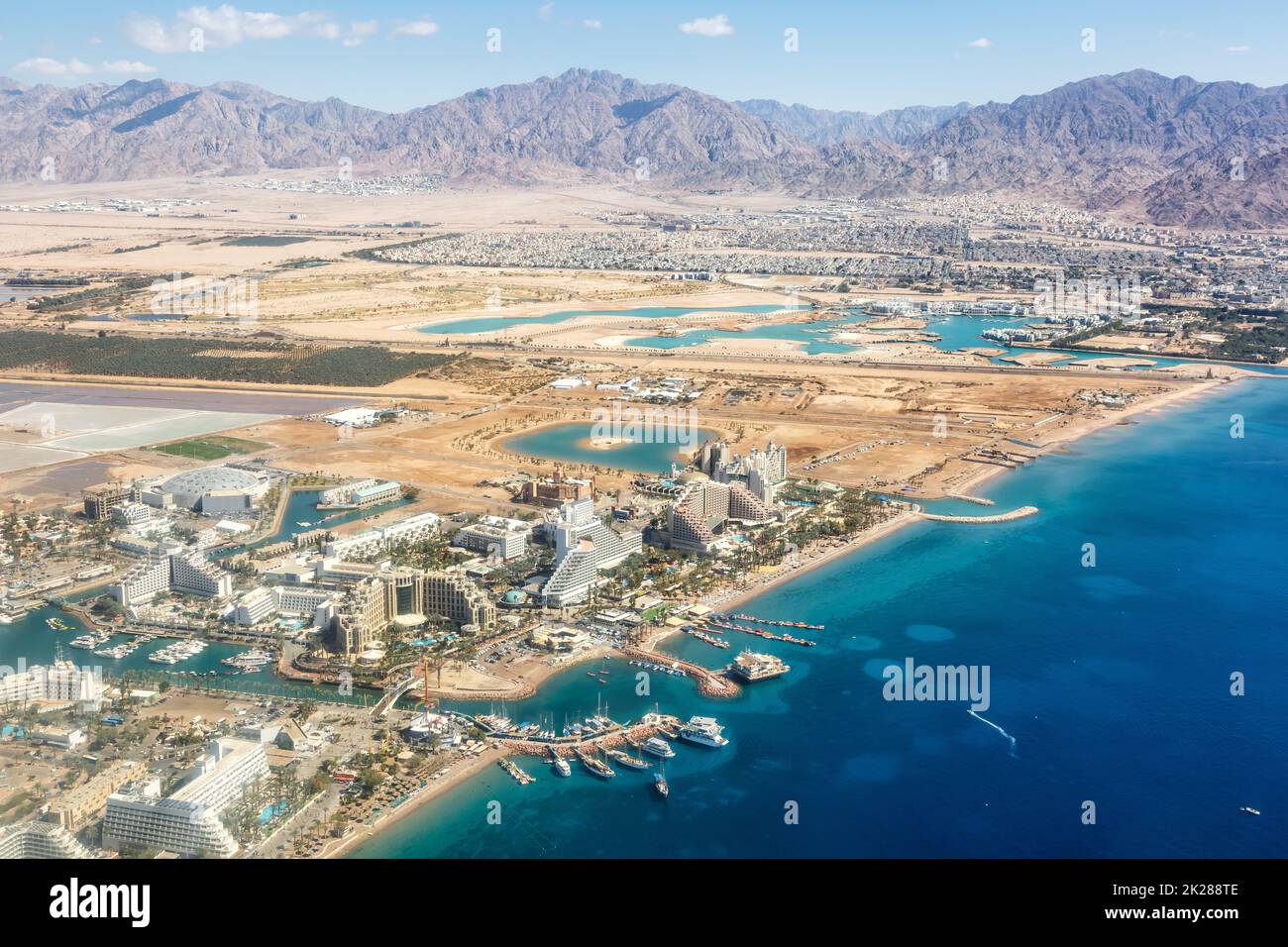 Eilat Israel beach aerial view photo city Red Sea Aqaba travel Stock Photo