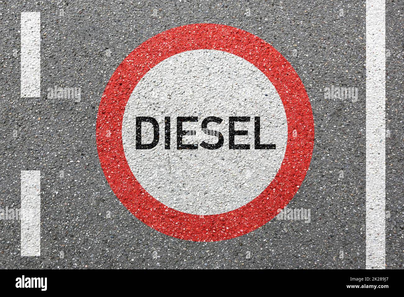 Diesel driving ban on a road sign roadsign street not allowed zone