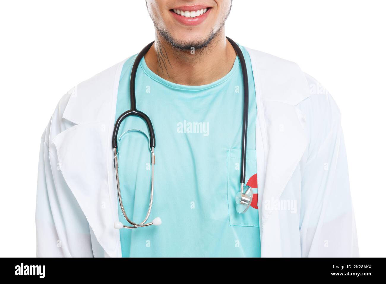 Young doctor smiling happy upper body occupation job isolated Stock Photo