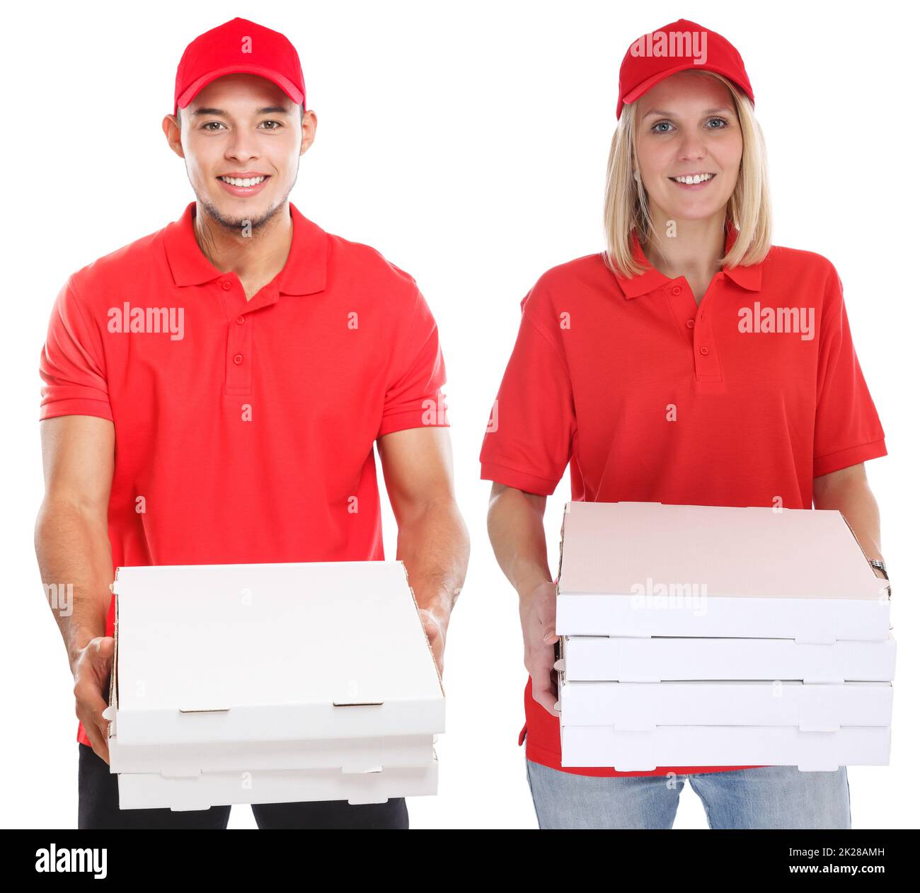Pizza boy girl delivery order delivering job young isolated on white