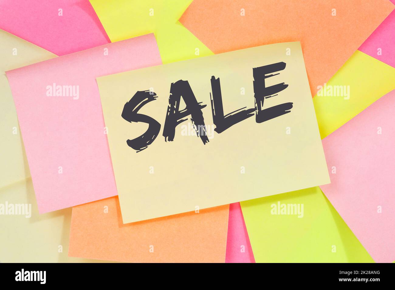 Sale shopping special offer business concept note paper Stock Photo - Alamy
